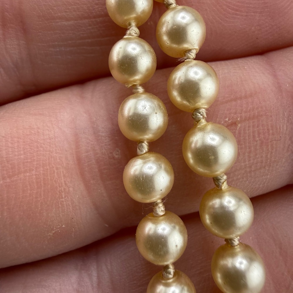 Vintage‎ Faux Pearl Necklace Cream Layered Graduated Sterling Silver Clasp 18"